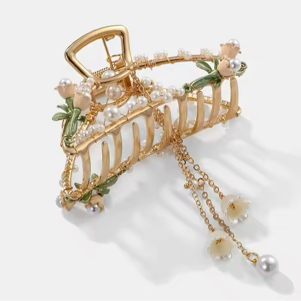 Metal Tulip Rhinestones Hair Claw Eegant Clip Barrette Hairpin dragon music note